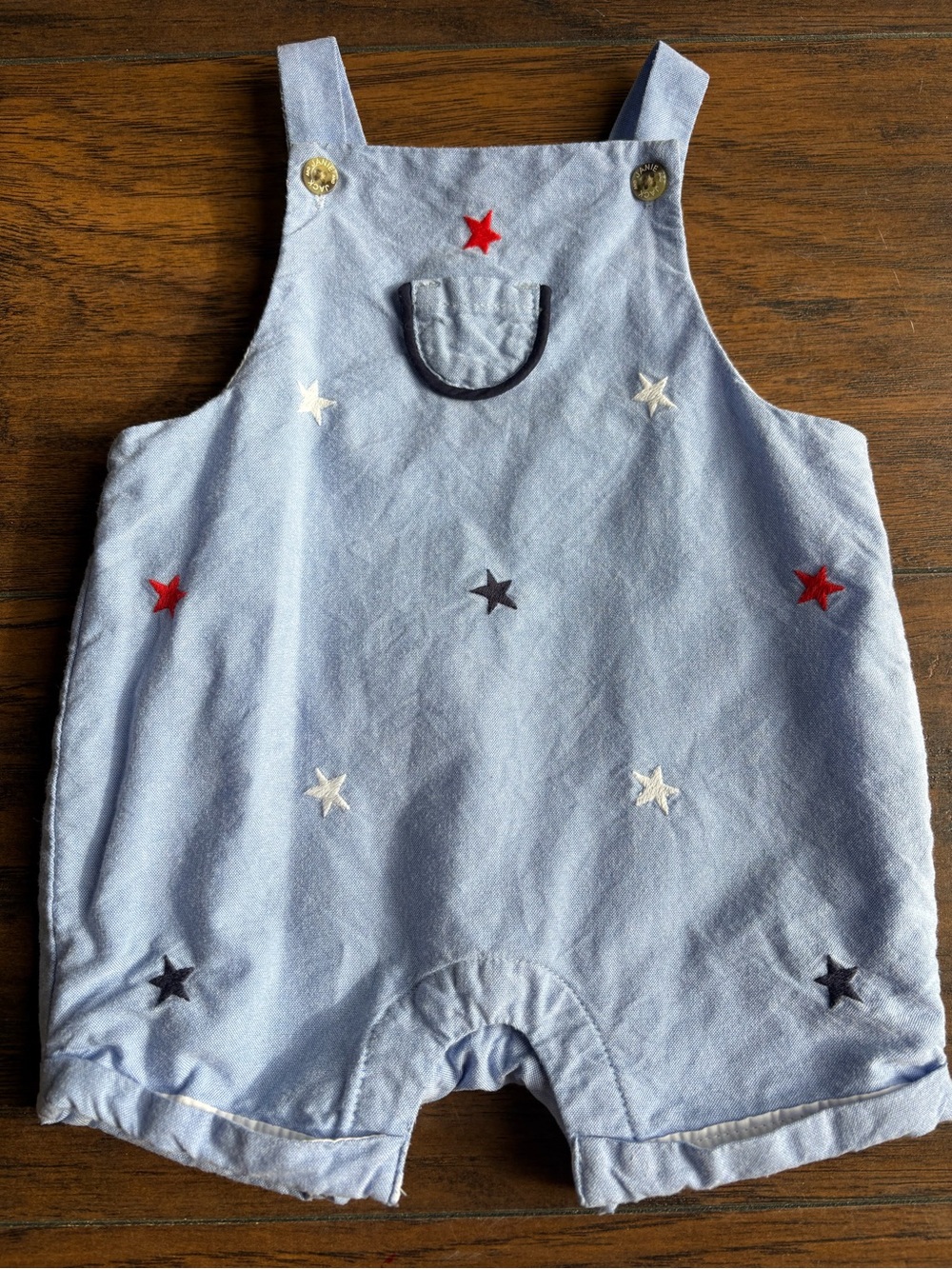 Janie and Jack Star Embroidered Shortall Romper | 0–3 Months